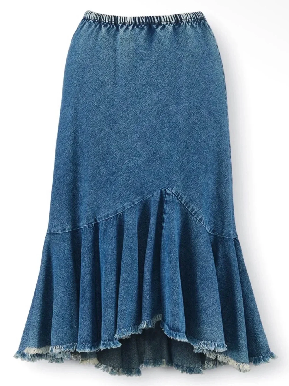 Back in the Saddle Boho Blue Denim High-Low bixby Skirt NWT